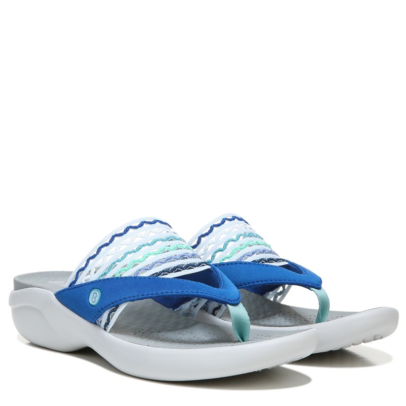 Bzees Cabana Flip Flop Sandal, 10.0 M (Blue Ripple Gore) Machine Washable, Slip-On Fit, Stretch Fabric Upper, Free Foam Footbeds
