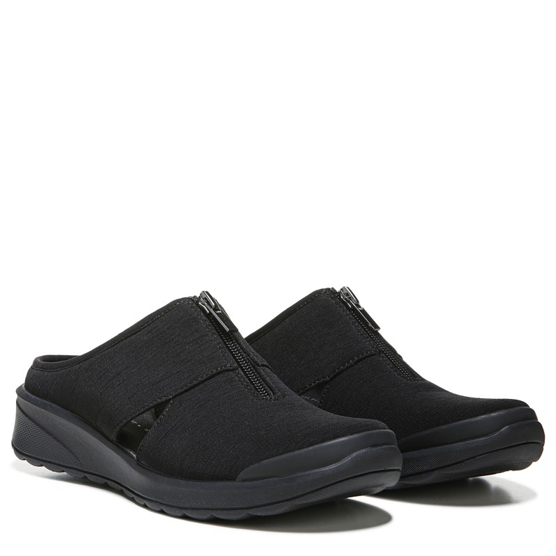 Bzees Gabby Wedge Slip On Shoes, 10.0 W (Black Fabric) Machine Washable, Round Toe, Dynamic Stretch Upper, Free Foam Footbeds
