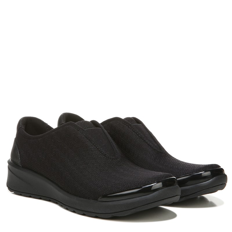 Bzees Glory Slip On Shoes, 10.0 M (Black Fabric) Machine Washable, Round Toe, Wedge Heel, Dynamic Stretch Upper