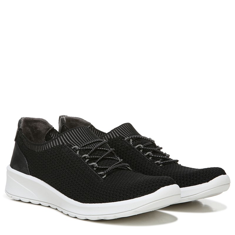 Bzees Gold Rush Slip On Sneaker, 10.0 M (Black Knit) Machine Washable, Round Toe, Wedge Heel, Stretch Fabric Upper