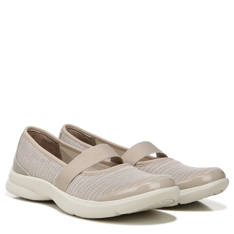 Bzees Jupiter Slip On Shoes, 6.5 M (Taupe Fabric) Machine Washable, Round Toe, Dynamic Stretch Upper, Free Foam Footbeds