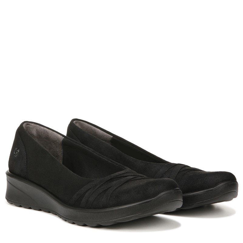 Bzees Goody Slip On Shoes, 7.5 W (Black Fabric) Machine Washable, Round Toe, Anti-Microbial/Odor Control
